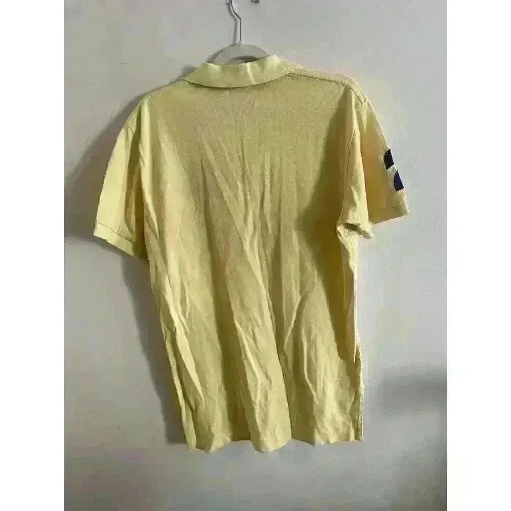 Ralph Lauren Polo Shirt Men M‎ Yellow Big Pony Custom Fit Golf Knit Number 2 - Picture 5 of 5